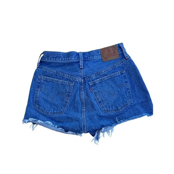 Levi's 501 Premium Women's Distressed Denim Cutoff Jean Shorts 28‎ Hi Waist - Picture 2 of 11